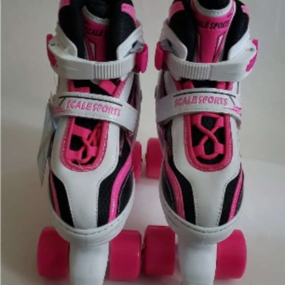 Other - NIB Scale Sports Girls Adjustable Roller Skates Pink White Black Size 4-6